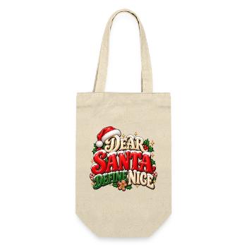 Lieber Weihnachtsmann Define Nice - Geschenkbeutel für Flaschen - Natur - Vorne