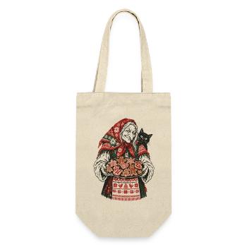Weihnachts-Baba Yaga Lebkuchen-Design - Geschenkbeutel für Flaschen - Natur - Vorne
