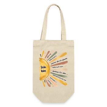 Ich bin genug – Positive Affirmationen Sonne - Geschenkbeutel für Flaschen - Natur - Vorne