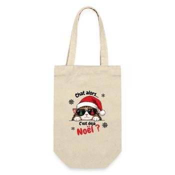 Also Katze, ist es schon Weihnachten? - Geschenkbeutel für Flaschen - Natur - Vorne