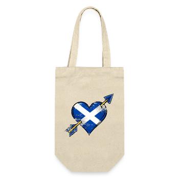 Schottland Flagge Herz mit Pfeil used look - Geschenkbeutel für Flaschen - Natur - Vorne