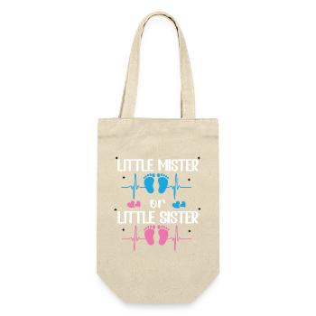 Little Mister Or Little Sister Baby-Geschlechtsenthüllung - Geschenkbeutel für Flaschen - Natur - Vorne