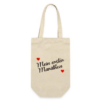 Erster Marathon, Laufen - Geschenkbeutel für Flaschen - Natur - Vorne