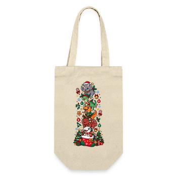 Funny Christmas T-Rex Santa Elf Snowman - Geschenkbeutel für Flaschen - Natur - Vorne