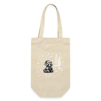 Waschbär Schnee /raccoon snowflakes Weihnachten - Geschenkbeutel für Flaschen - Natur - Vorne