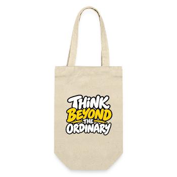 Think Beyond the Ordinary – Positives Statement  - Geschenkbeutel für Flaschen - Natur - Vorne