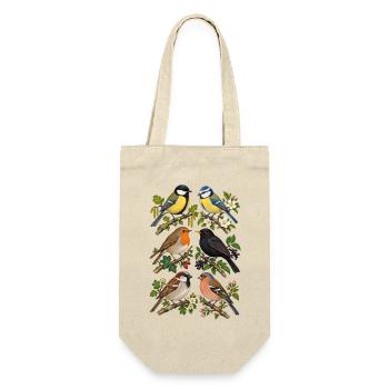 Gartenvögel auf kleinen Zweigen - Geschenkbeutel für Flaschen - Natur - Vorne