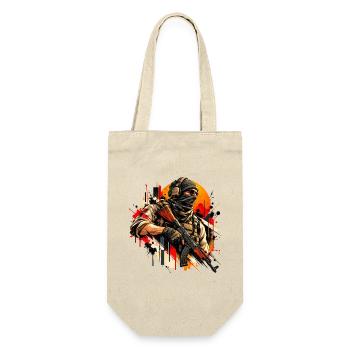 Taktischer Soldat - Geschenk für Gamer Motiv  - Geschenkbeutel für Flaschen - Natur - Vorne