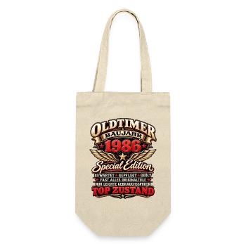 Oldtimer Baujahr 1986 – Vintage Special Edition - Geschenkbeutel für Flaschen - Natur - Vorne