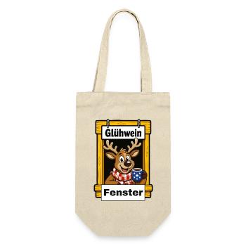 EG Glühwein Fenster Elch Rentier Tier Weihnachten - Geschenkbeutel für Flaschen - Natur - Vorne