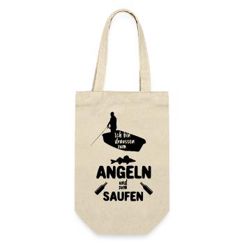 Angeln und Saufen - Geschenkbeutel für Flaschen - Natur - Vorne
