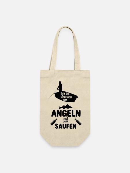 Angeln und Saufen - Geschenkbeutel für Flaschen - Natur