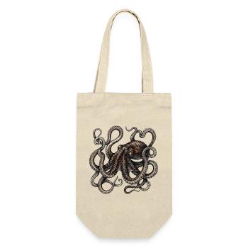 Oktopus im Vintage-Stil - Geschenkbeutel für Flaschen - Natur - Vorne