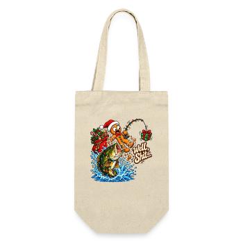 Well Shit Gingerbread Fishing Christmas Bass Humor - Geschenkbeutel für Flaschen - Natur - Vorne