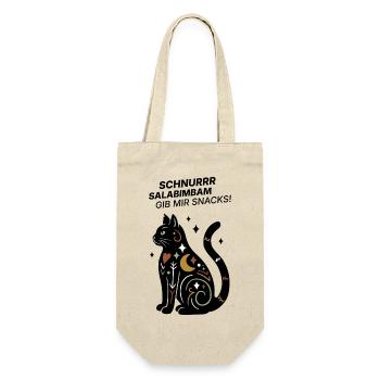 Schnurrrsalabimbam - Gib mir Snacks! - Katze - Geschenkbeutel für Flaschen - Natur - Vorne