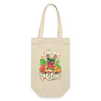 One In A Melon Französische Bulldogge Wassermelone - Geschenkbeutel für Flaschen - Natur - Vorne