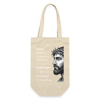 Jesus Porträt mit Dornenkrone und Titeln - Geschenkbeutel für Flaschen - Natur - Vorne