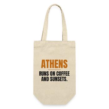 Athen lebt von Kaffee und Sonnenuntergängen - Geschenkbeutel für Flaschen - Natur - Vorne