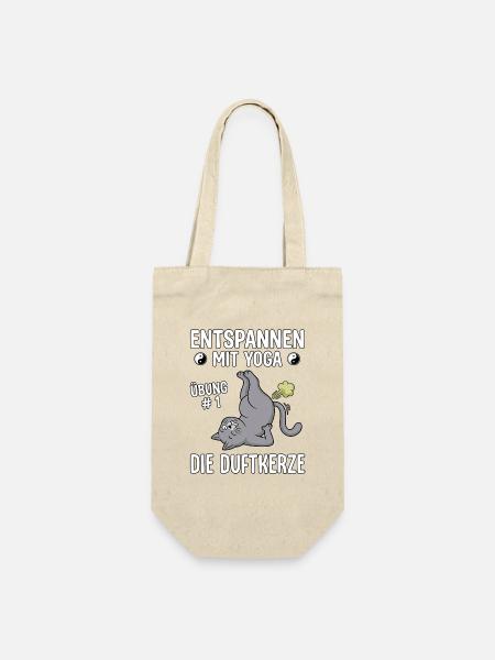 Katzen Yoga Duftkerze - Geschenkbeutel für Flaschen - Natur