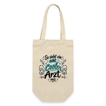 So sieht ein echt cooler Arzt aus - Cooler Spruch - Geschenkbeutel für Flaschen - Natur - Vorne