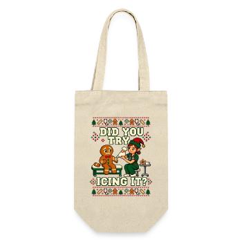 Weihnachten Pflege Lebkuchen Humor Pflege - Geschenkbeutel für Flaschen - Natur - Vorne