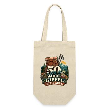 Gipfel statt Sofa – 50 Jahre Trekking - Geschenkbeutel für Flaschen - Natur - Vorne