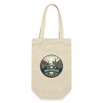 Amsterdam Travel Badge Canal Houses Retro-Geschenk - Geschenkbeutel für Flaschen - Natur - Vorne
