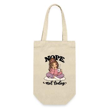 Frecher Spruch - Nope, not today - süßes girl  - Geschenkbeutel für Flaschen - Natur - Vorne