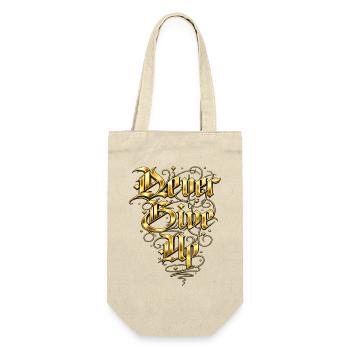 Goldene Ornament-Schrift Artwork - Geschenkbeutel für Flaschen - Natur - Vorne