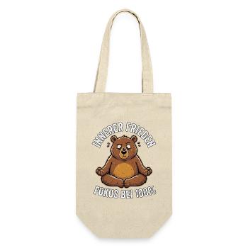 Lustiger Yoga Bär - Geschenkbeutel für Flaschen - Natur - Vorne