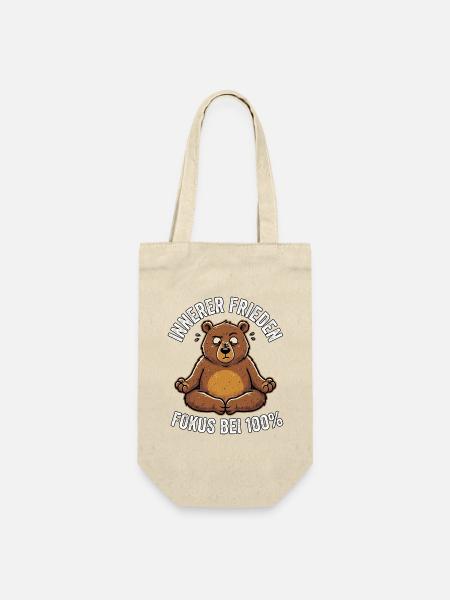 Lustiger Yoga Bär - Geschenkbeutel für Flaschen - Natur