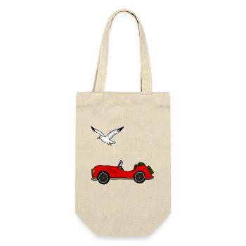 Möwe macht auf Auto, versauen, Notdurft - Geschenkbeutel für Flaschen - Natur - Vorne