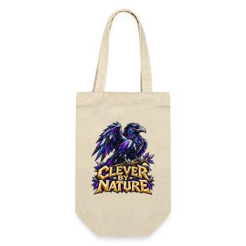 Clever by Nature Rabe Low Poly T-Shirt Rabenkrähe - Geschenkbeutel für Flaschen - Natur - Vorne