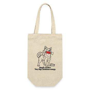 Shiba Inu mit großer Weihnachts-Cracker-Energie - Geschenkbeutel für Flaschen - Natur - Vorne