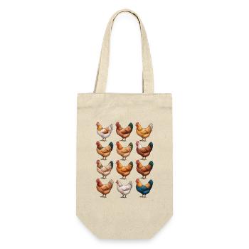 Lebendiges Hennen-Mosaik-Huhn - Geschenkbeutel für Flaschen - Natur - Vorne