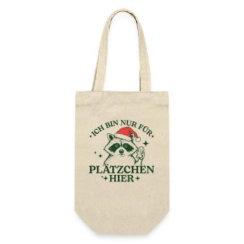 Weihnachten Waschbär Nur für Plätzchen hier - Geschenkbeutel für Flaschen - Natur - Vorne