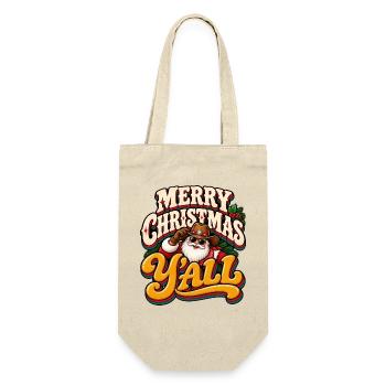 Frohe Weihnachten Yall - Geschenkbeutel für Flaschen - Natur - Vorne