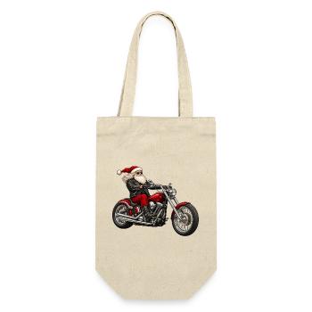 Weihnachtsbiker Santa auf Motorrad - Geschenkbeutel für Flaschen - Natur - Vorne