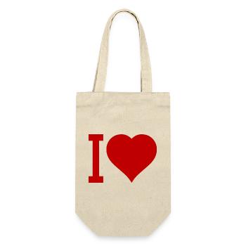 Ich liebe Herz-Icon Typografie - Geschenkbeutel für Flaschen - Natur - Vorne