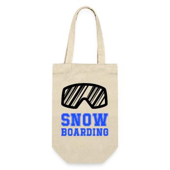 Snowboard Schriftzug Blau - Geschenkbeutel für Flaschen - Natur - Vorne