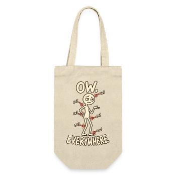 Ow Everywhere Chronische Schmerzen Spoonie Humor - Geschenkbeutel für Flaschen - Natur - Vorne