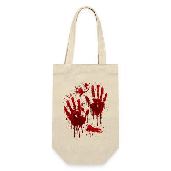 Blutige Handabdrücke – Halloween Horror - Geschenkbeutel für Flaschen - Natur - Vorne