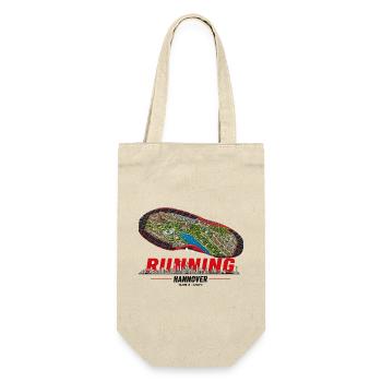 Running Hannover Laufschuh Stadtkarte - hell - Geschenkbeutel für Flaschen - Natur - Vorne