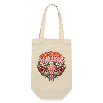 "My body my choice" - Geschenkbeutel für Flaschen - Natur - Vorne