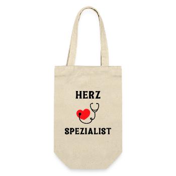 Herzspezialist mit Herz und Stethoskop - Geschenkbeutel für Flaschen - Natur - Vorne