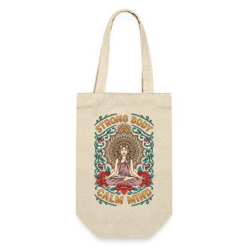 Yoga Instructor Strong Body Calm Mind Meditation - Geschenkbeutel für Flaschen - Natur - Vorne