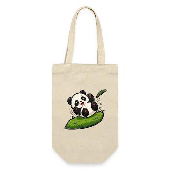 Kugel Panda Baby Rollen Hügel Comic Kinder T-Shirt - Geschenkbeutel für Flaschen - Natur - Vorne