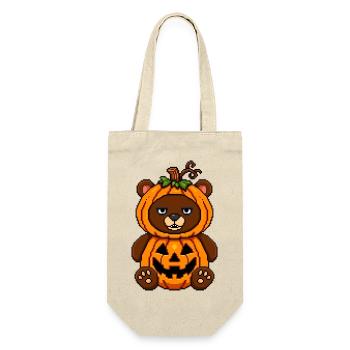 Grummeliger Kürbisbär - Geschenkbeutel für Flaschen - Natur - Vorne