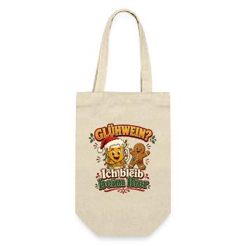 Glühwein? Ich bleib beim Bier! - Geschenkbeutel für Flaschen - Natur - Vorne