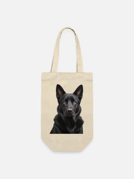 Schwarzer Schäferhund Portrait - Geschenkbeutel für Flaschen - Natur